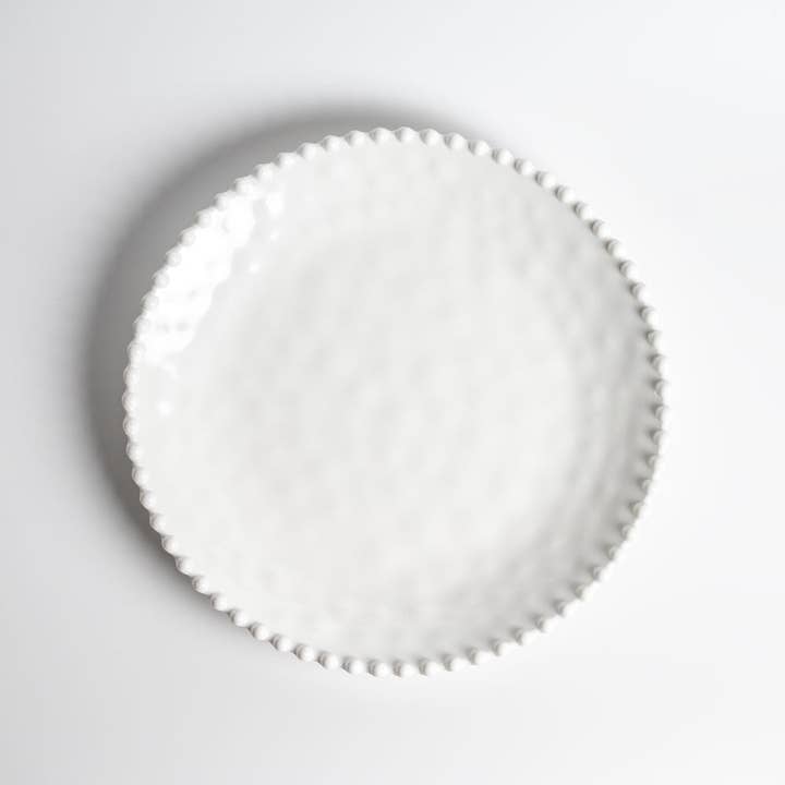 Cream Beaded Pearl 11 inch Melamine Dinner Plate | Set of 6 for wholesale on Faire