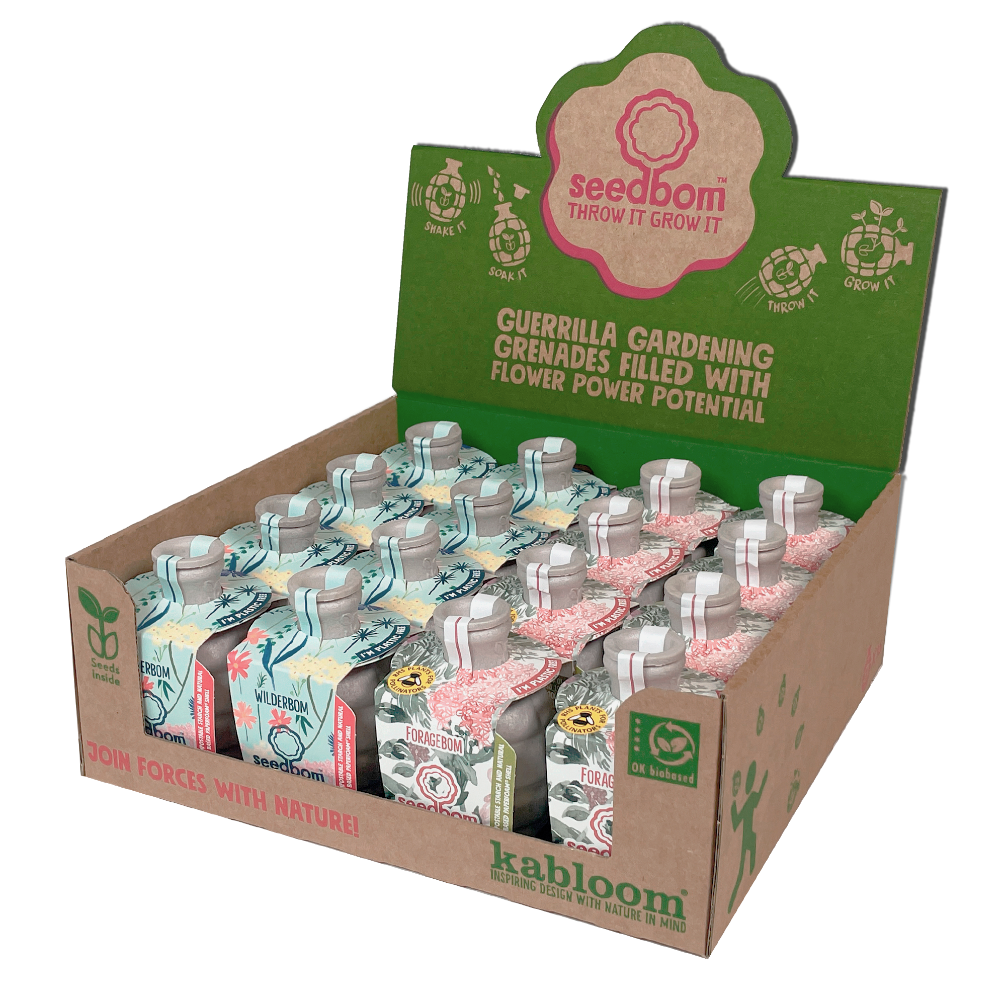 Shroot: Kabloom Seedboms – wholesale Plant seeds – Wilderbom & Foragebom Seedbom - Wildflower Mixed CDU Pack0