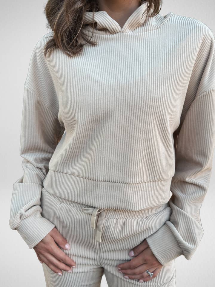 Everyday Ribbed Corduroy Hoodie for wholesale by Inspira: The Lifestyle Brand