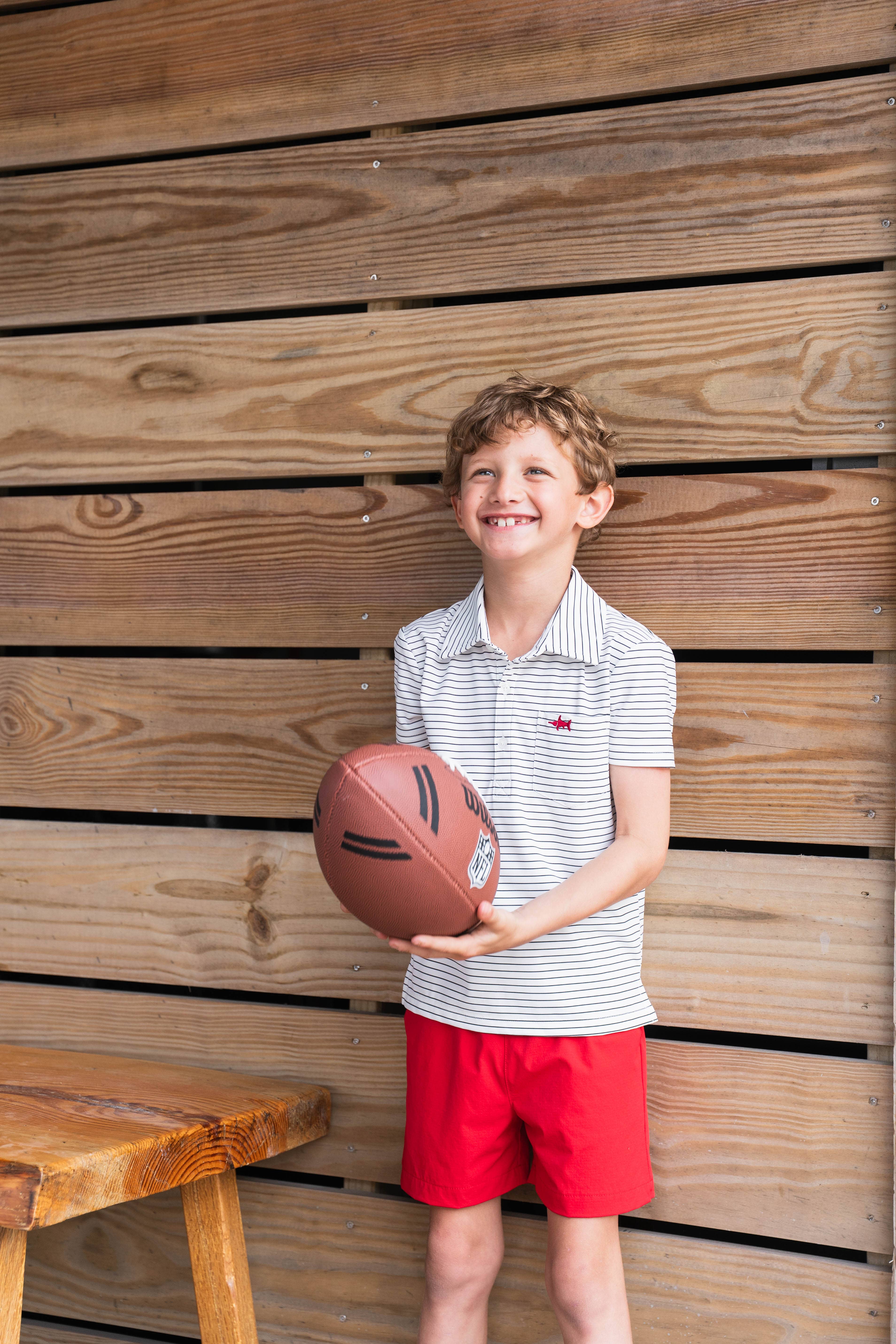 Marco Boys Performance Polo White Stripe for wholesale on Faire1