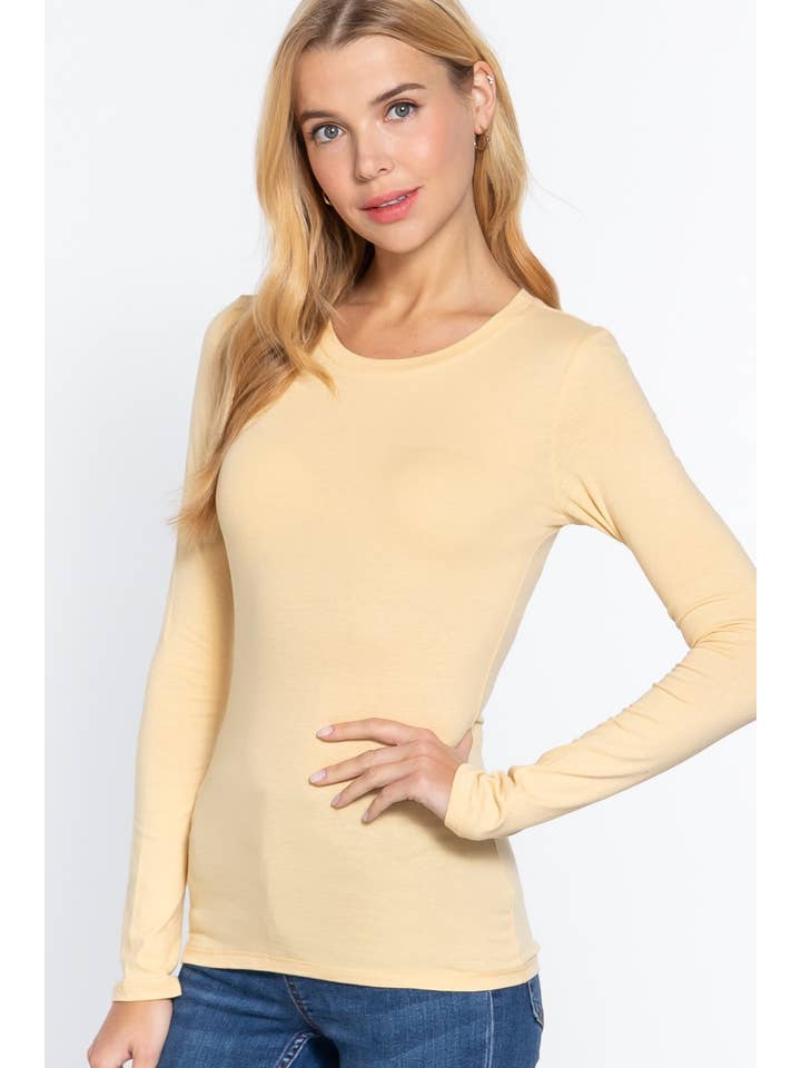 Active Basic | Active USA - Wholesale Knit Top - Women's - Long Sleeve Crew Neck Cotton Spandex Jersey Top12