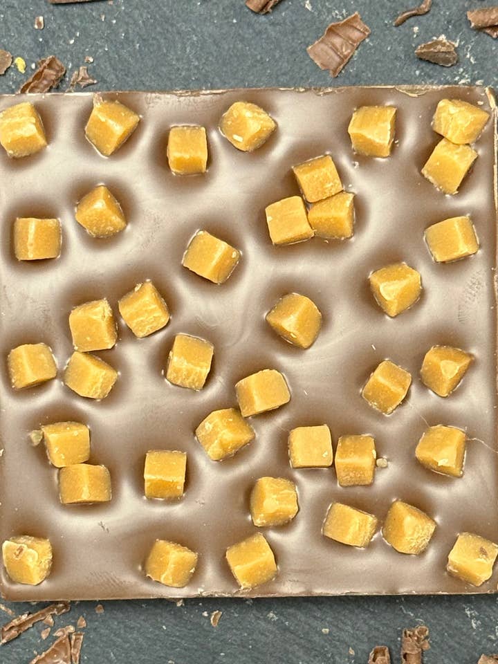 Caramel Fudge Mini Bloc (96g) for wholesale by Kakawa Artisan Chocolate & Co Ltd