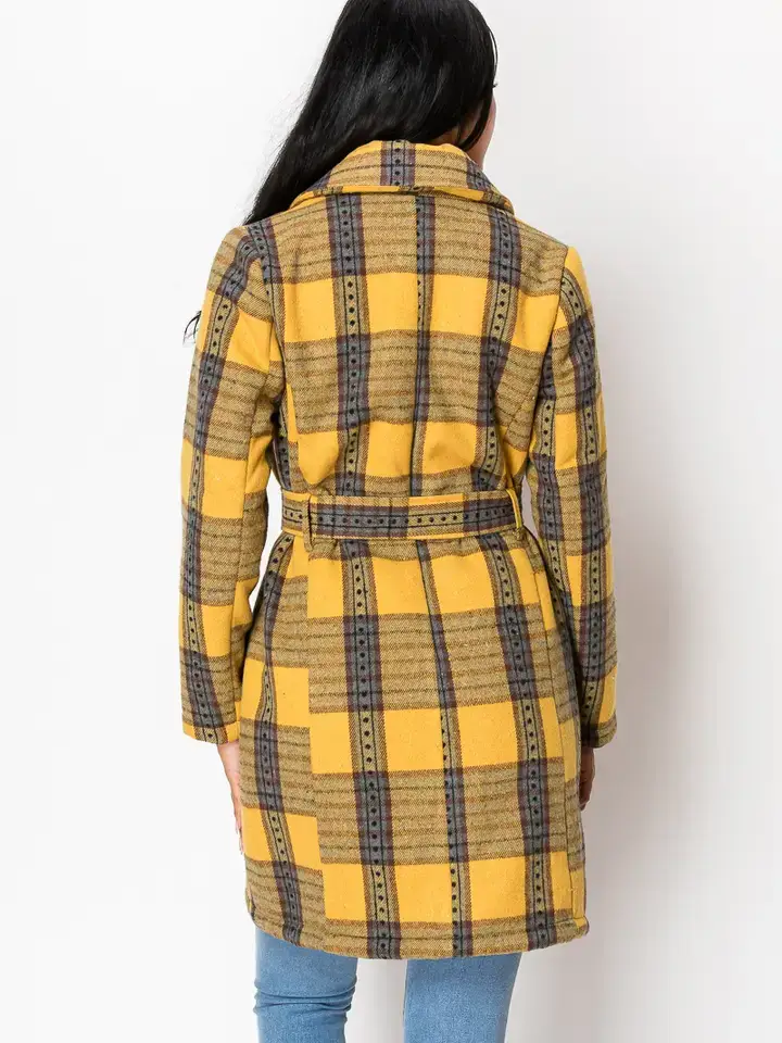 PATRONCITO USA INTERNATIONAL, INC - Wholesale Coat - Women's - Women's Long Coat Plaid Jacket with belt (LJ400)24