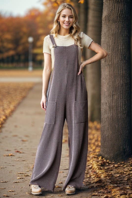 HEIMISH - Wholesale Jumpsuit - Women's - EP6810-10 SLEEVELESS SOLID URBAN RIBBED JUMPSUITS
