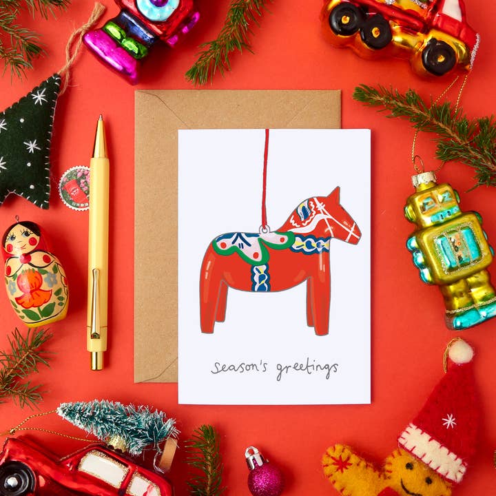 You've Got Pen On Your Face - Wholesale Christmas card - Dala Horse Kitsch Christmas Greeting Card | Nordic Card1