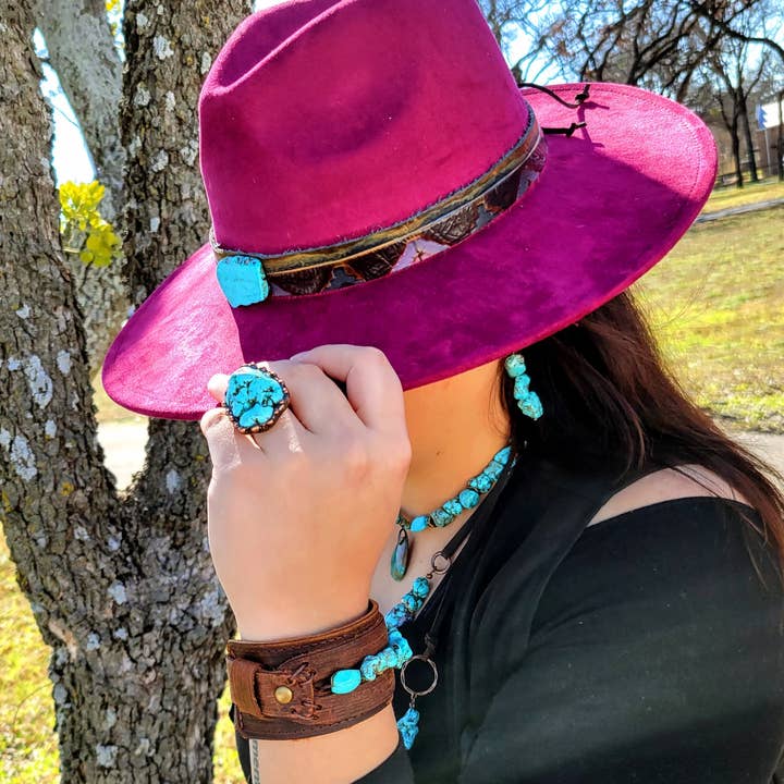 Blue Turquoise Ring set in Antique Copper 012w for wholesale on Faire