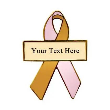 Roze en gouden gepersonaliseerde bewustmakingslinten | Gegraveerde pinnen voor wholesale door Personalized Cause
