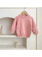 MyKids-USA® - Wholesale Knit Sweater - Baby - Baby Girl 4 Colors Solid Knitting Sweater Round Collar Pullover1