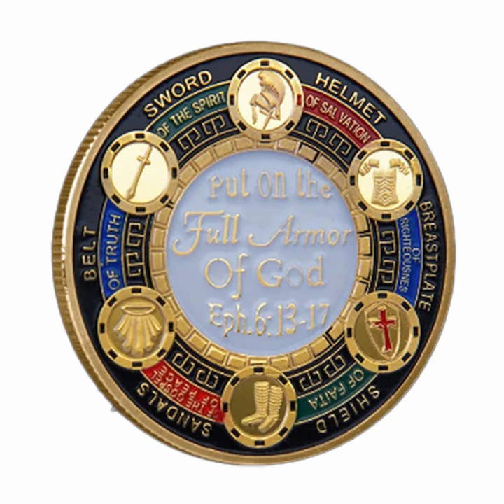 Blinkee.com, LLC - Wholesale Keepsake Coin/Token - Brave Knight Edition Armor of God Gold Plated Coin2