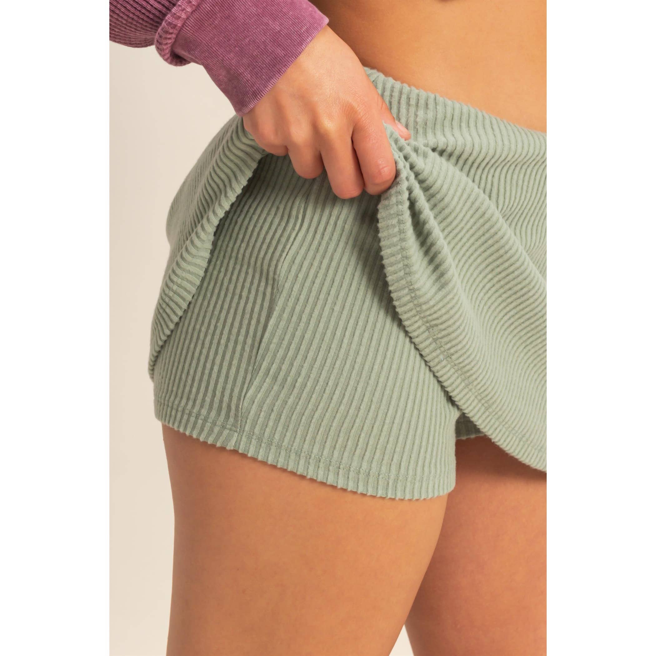 Double Zero - Wholesale Skort - Women's - Ribbed Elastic Waist Mini Skort9