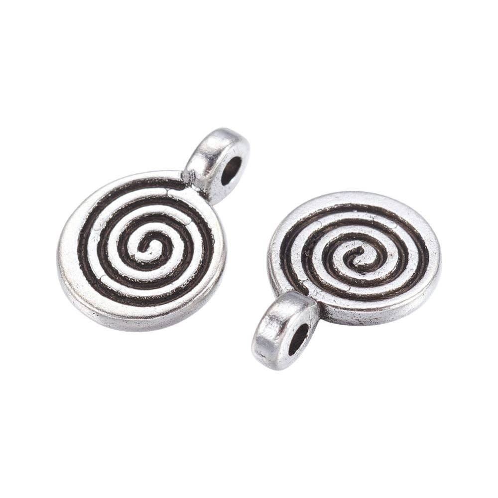 VIE – wholesale Individual charm/pendant – Antique Silver Alloy Charm, Spiral, Pack of 501