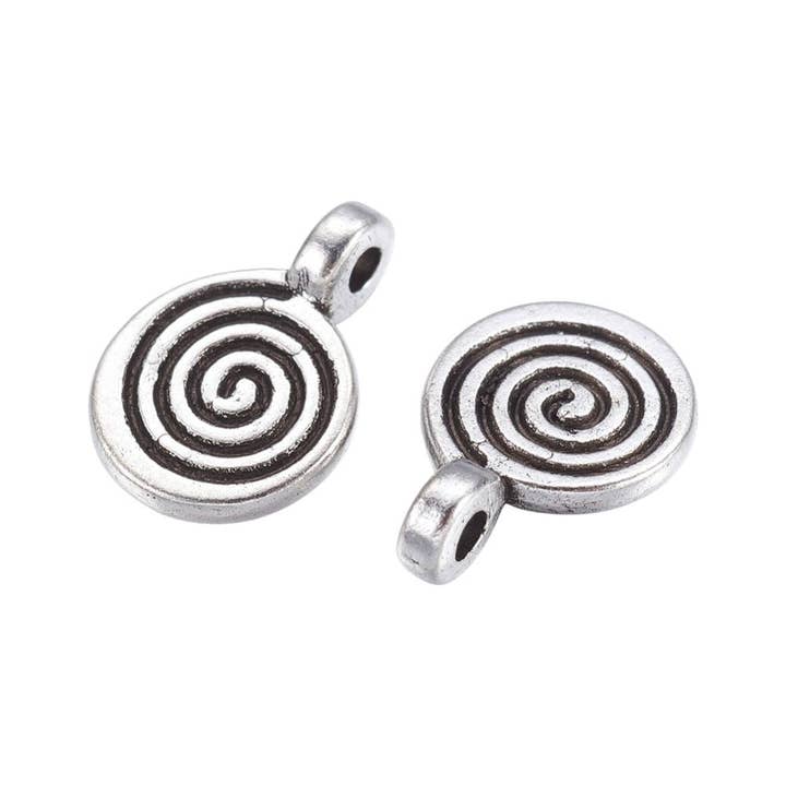 VIE – wholesale Individual charm/pendant – Antique Silver Alloy Charm, Spiral, Pack of 501
