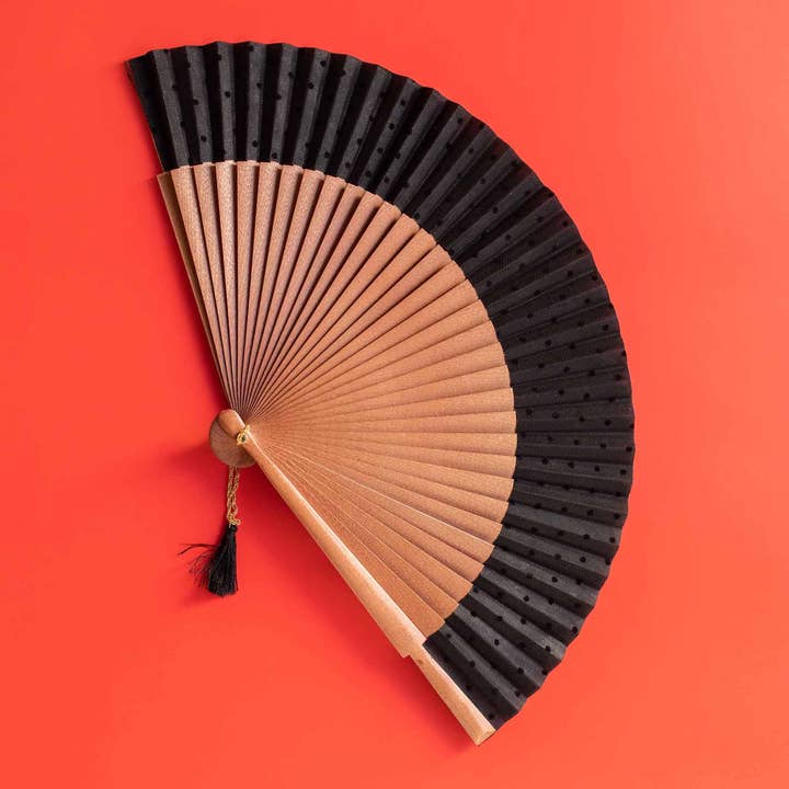 Kanela Fans - Wholesale Handheld Folding Fan - Rustic Dots Fan