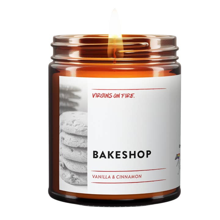 BAKE SHOP Vanilla & Cinnamon 👩🏽🍳 Scented Holiday Candle for wholesale by Virgins On Fire Candle Co.