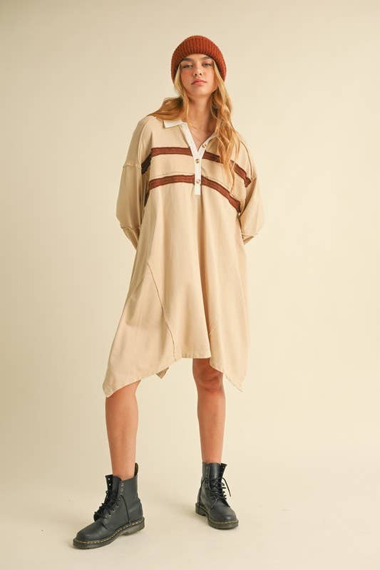 Heyson - Vendita all'ingrosso Vestito - Donna - [FULL SIZE RUN] Abito polo con orlo asimmetrico LD10690