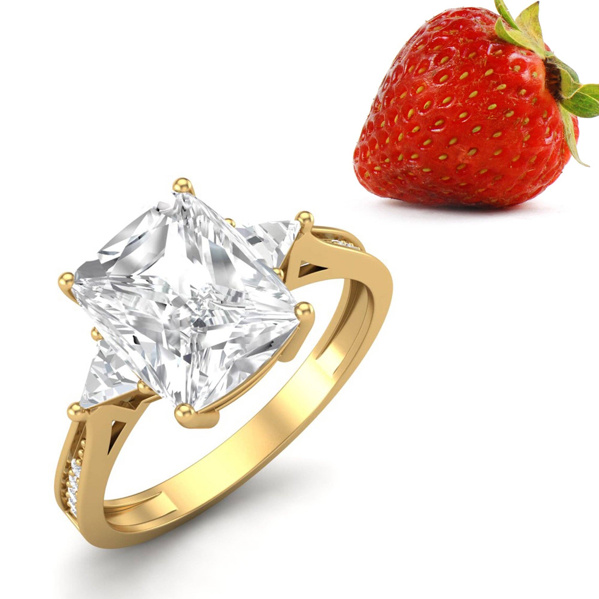 White 925 Sterling Silver 9x7MM Cushion Shape Moissanite Three Stone Women Promise Ring for wholesale on Faire8