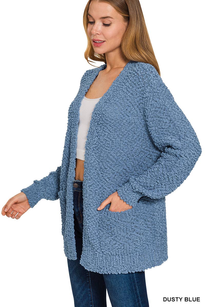 Vanilla Monkey - Wholesale Cardigan - Women's - Long Sleeve Popcorn Sweater Cardigan With Pockets8