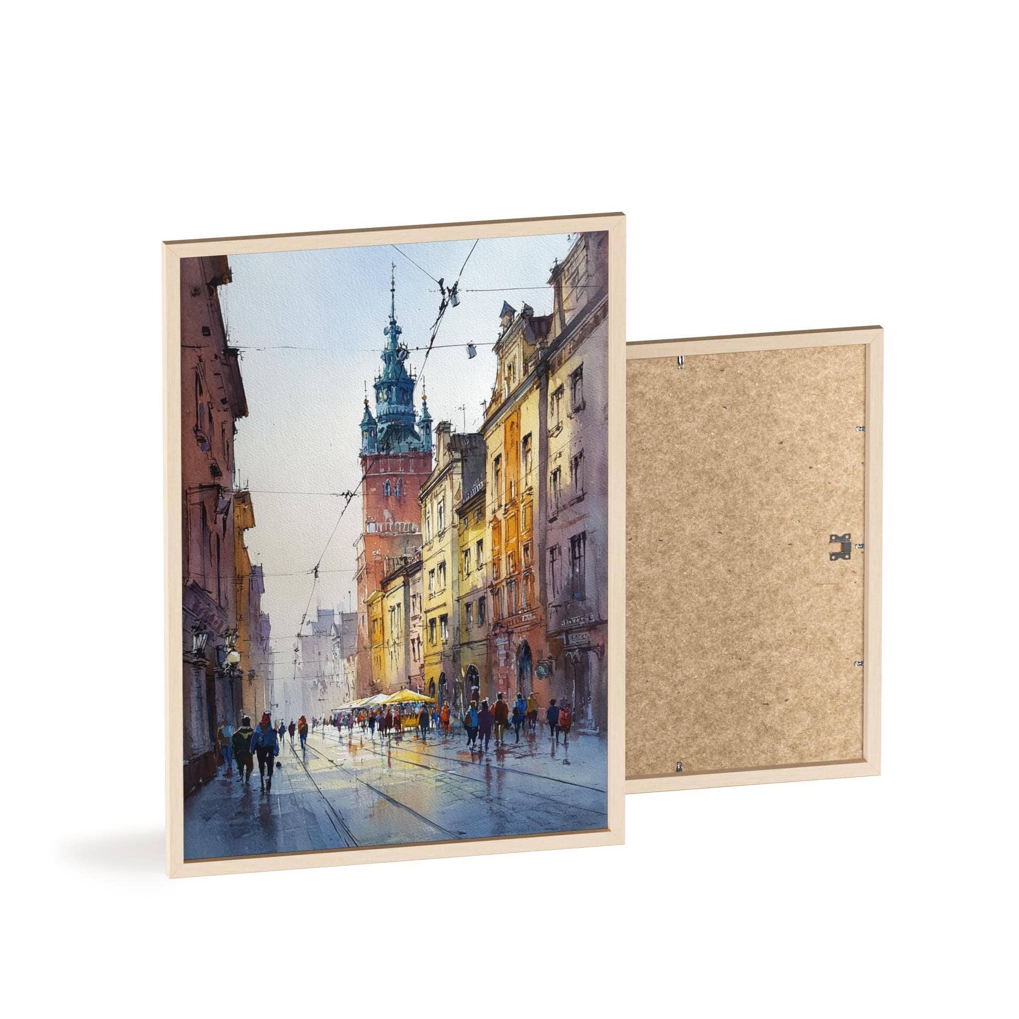 Premium Travel Art - Vendita all'ingrosso Stampa artistica - Arte ad acquerello di Cracovia Polonia Stampa di viaggio di Cracovia Opera d'arte di Cracovia Decorazione skyline di Cracovia Arte da parete Polonia7