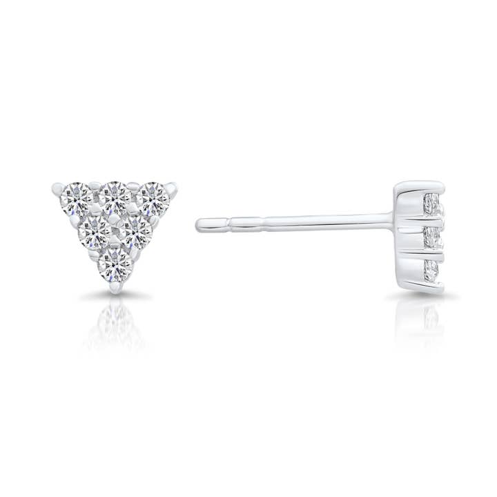 Sterling Silver & CZ Triangle Stud Earring (DC-18) for wholesale by NY Gold & Silver Trading Inc.