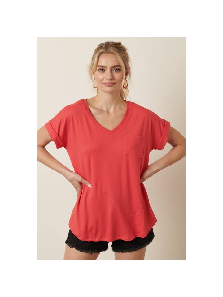 mittoshop – wholesale Stickad topp - Dam – T9153 - DTY V-RINGAD OCH 1 FICKDETALJ DOLMANSTICKAD TOPP42