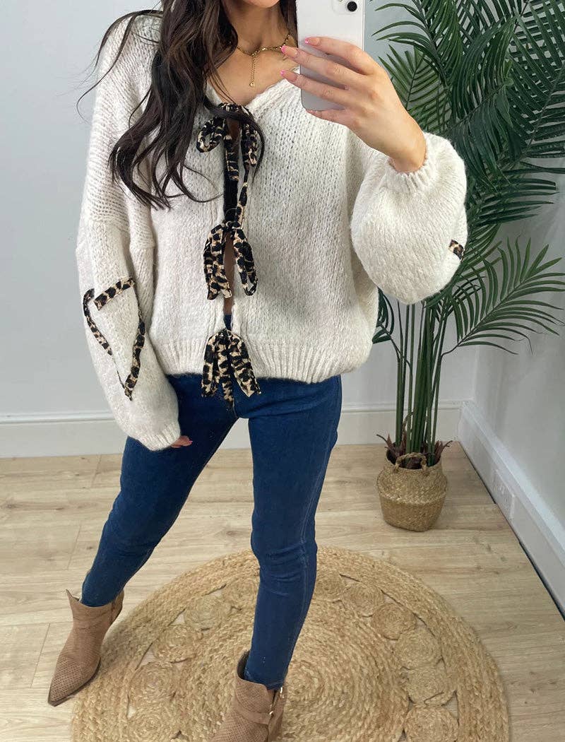 Masyal – Engroshandel Pullover - Dame – Striktrøje med bindebånd og hjerteaccenter4