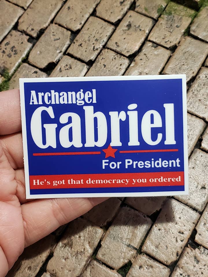 Vinyl Sticker - Gabriel for President - Waterbottle Laptop Scrapbook Planner Bujo Gift Waterproof Matte or Holo for wholesale by Misty Figs