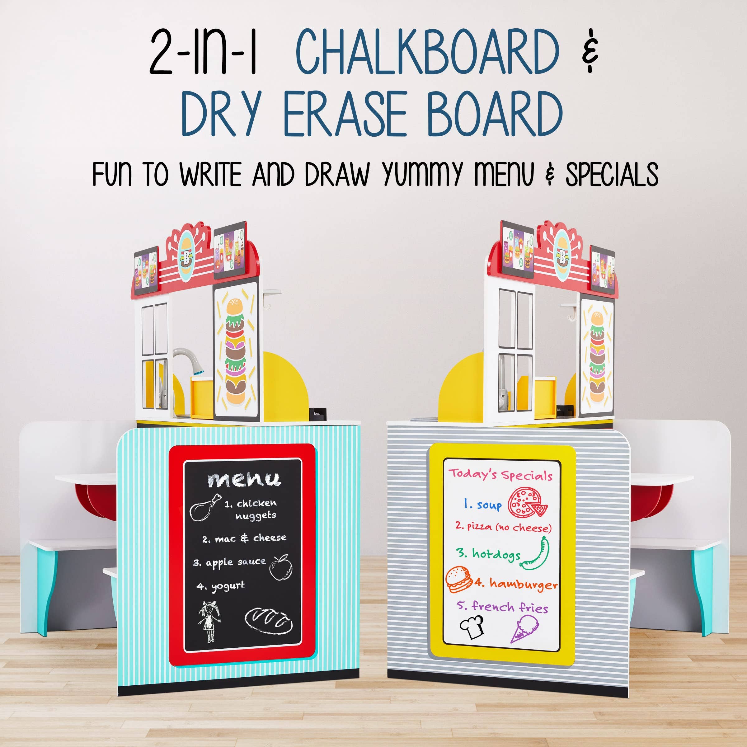 Jumbl - Wholesale Toy Set - Kids - Double-Sided Kids Restaurant Playset, Diner Play Pretend Set7