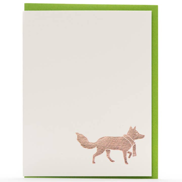 Snow Tracks Fox Card for wholesale by Porchlight Press Letterpress