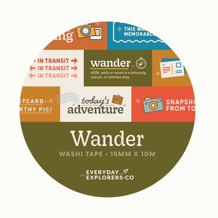 Wander - 15mm Washi Tape for wholesale by Everyday Explorers Co.