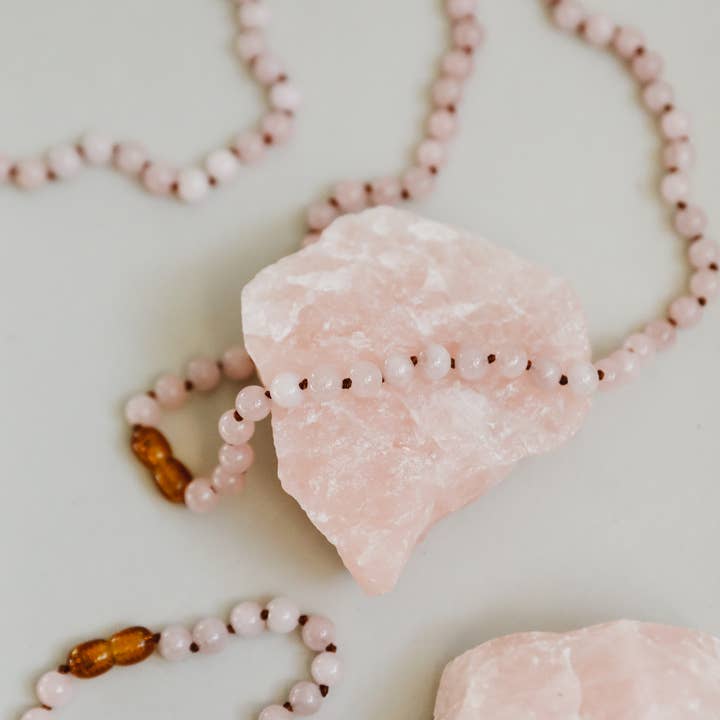 CanyonLeaf - Wholesale Beaded/pearl necklace - Pure Gemstone + Pink Rose Quartz || Beaded Necklace6