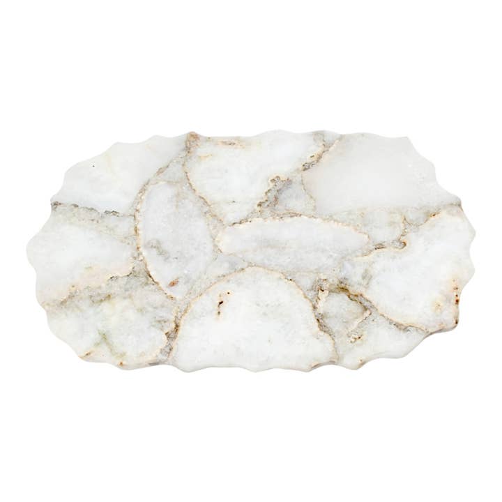 Med. White Agate Organic Platter for wholesale by BIDKhome