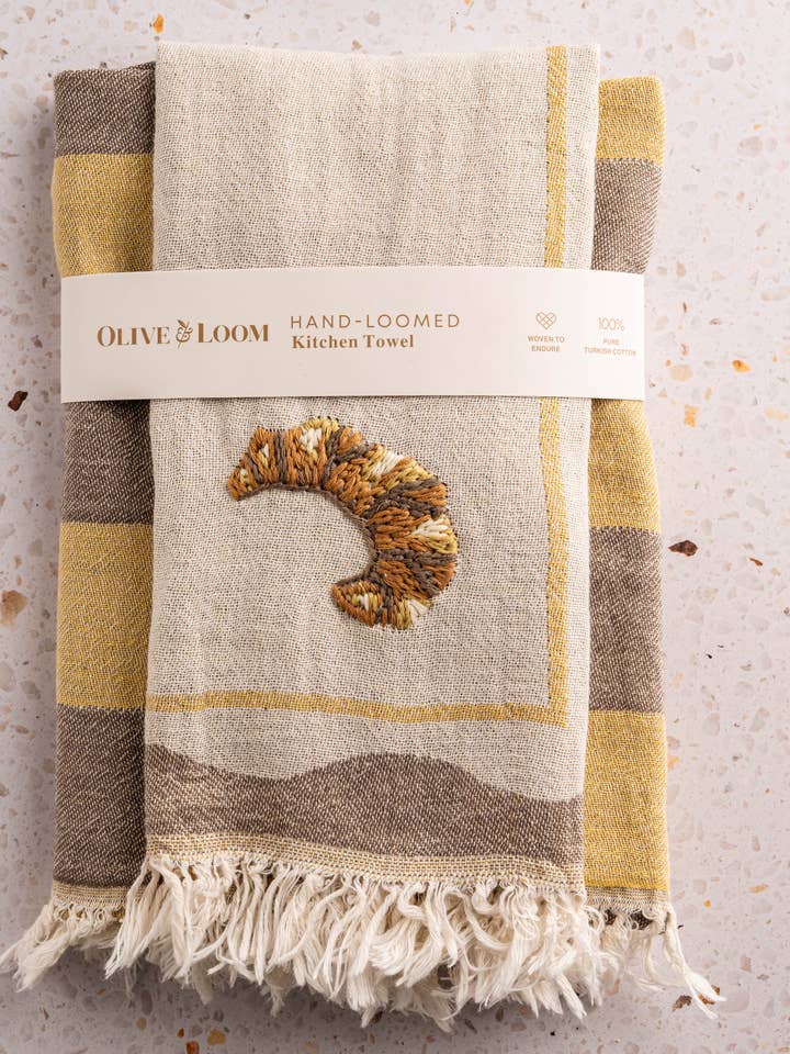 Croissant - Hand Stitched Kitchen Towel for wholesale by Olive & Loom