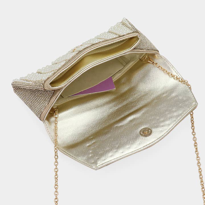 Sensibling Corp. - Vendita all'ingrosso Pochette - Donna - Pochette da sera con patta decorata con pietre di perle