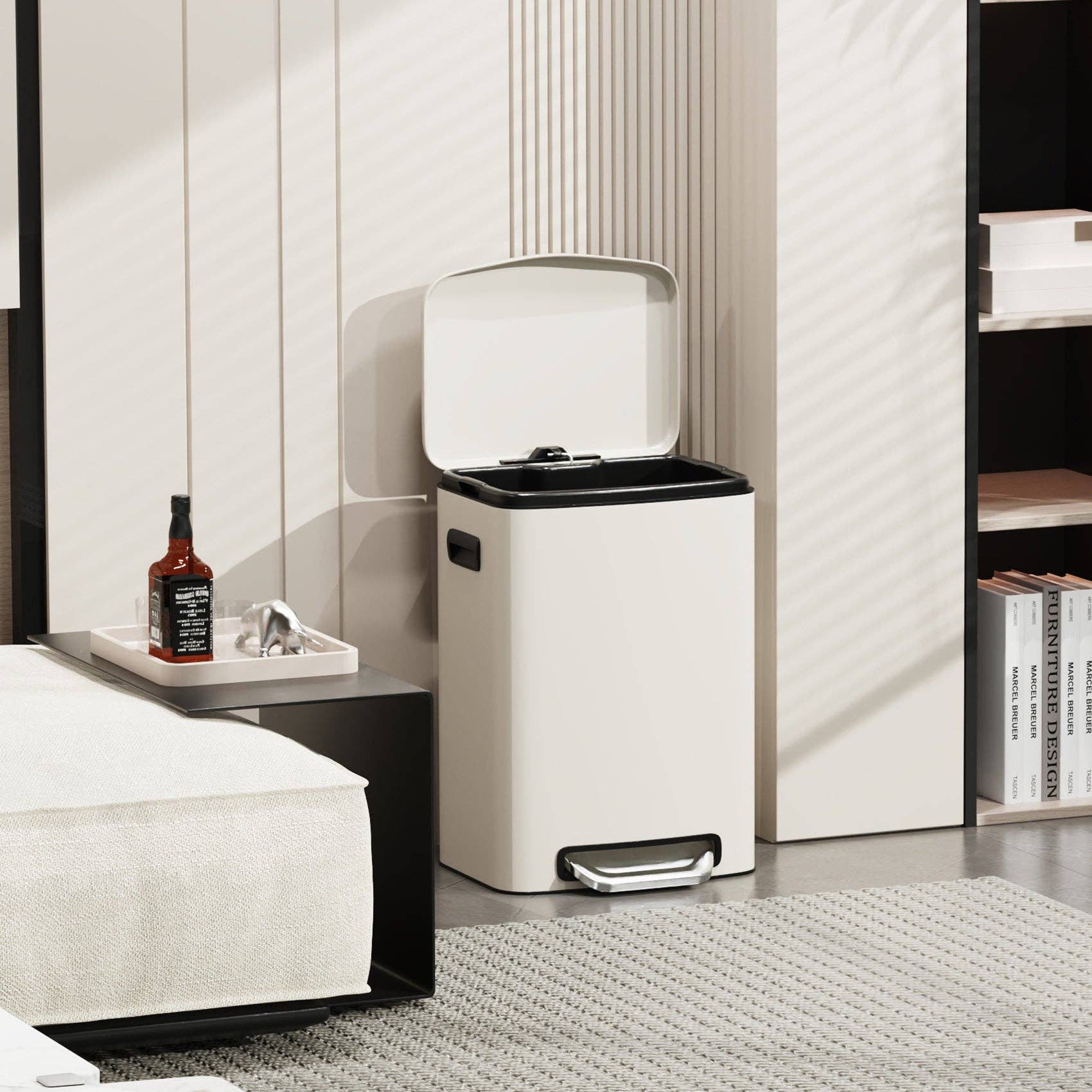 39F Inc. - Wholesale Trashcan/Trash Bin - 13 Gallon White Steel Kitchen Trash Can - Foot Pedal9