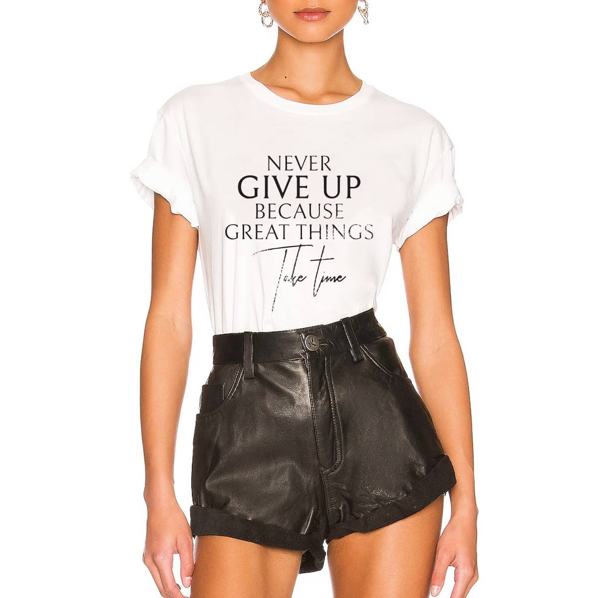 crashangel.us - Wholesale Screen Printed T-Shirt - Women's - NEVER GIVE UP WOMEN GRAPHIC TEE1