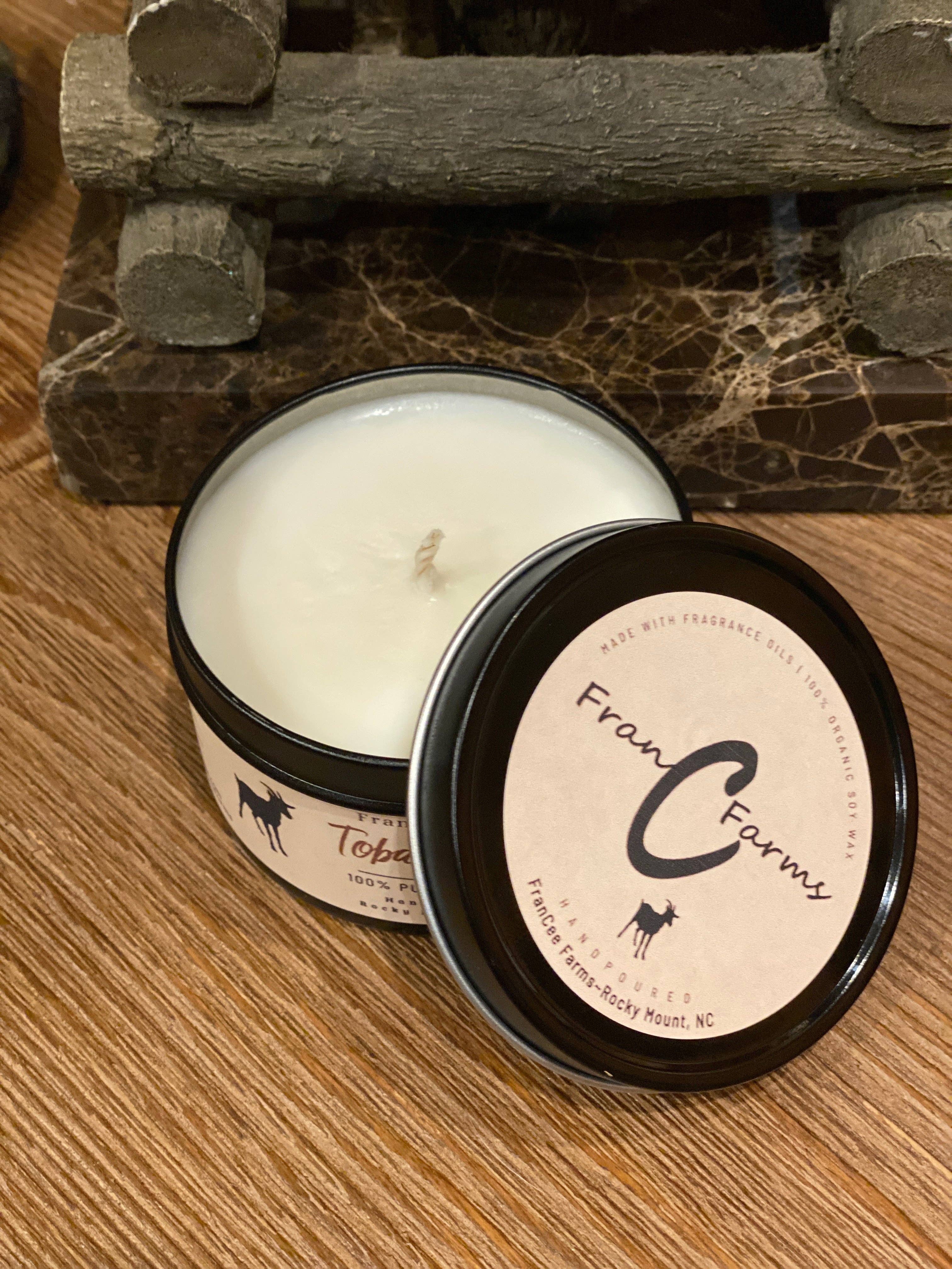 FranCee Farms - Wholesale Travel Candles - Tobacco Oud Candle Tin2