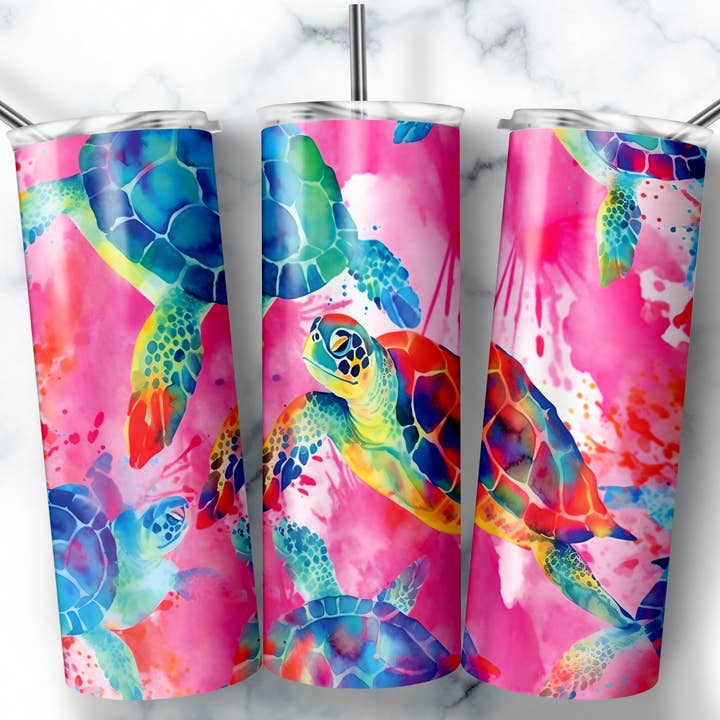 Turtle Tumbler, Coastal Tumbler, Beach Tumbler for wholesale by So Peachy Designs