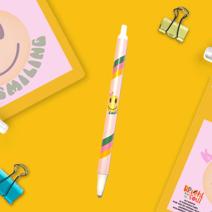 Keep Smiling Ink Pen Wholesale for wholesale by Bright Soul Print Co.