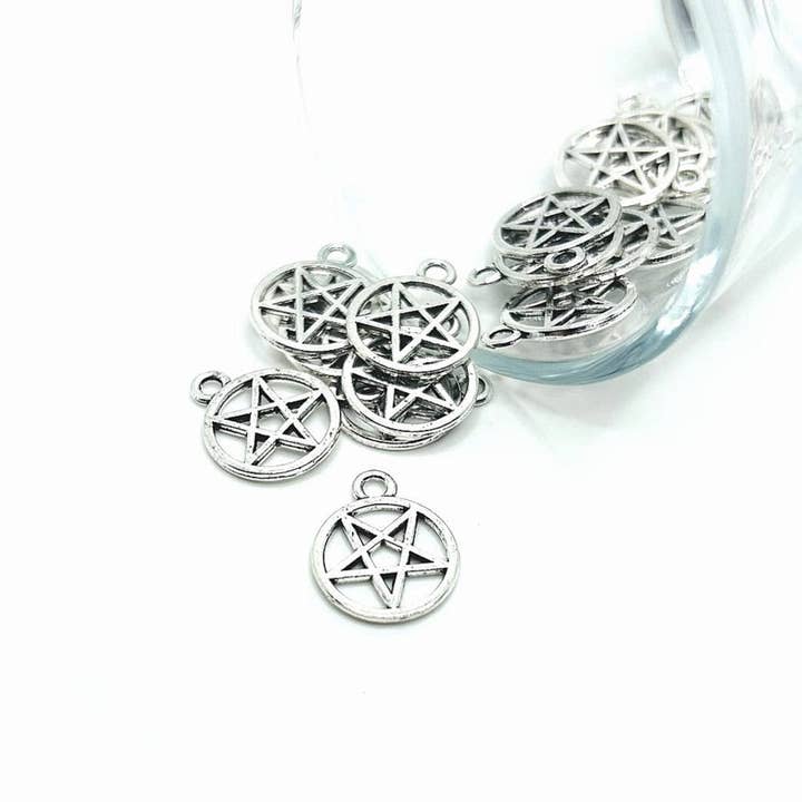 Small Silver Pentagram Charms, 17x14mm for wholesale by Guerrilla Charm