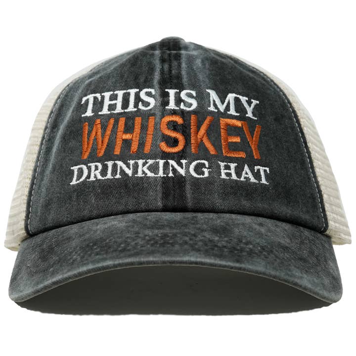Funky Junque - Wholesale Trucker Hat - Unisex - Cotton Mesh Hat - This is My Drinking Hat - Whiskey