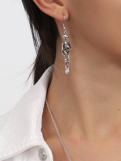 Silvertone skeleton Earrings - Ring Set for wholesale by AVENS