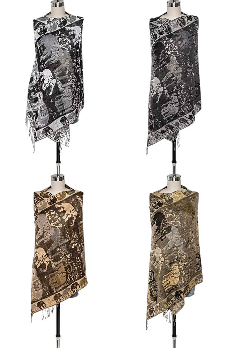 LA Jewelry Plaza - Wholesale Scarf - Women's - Elephant Jacquard Large Pashmina Scarf Set4