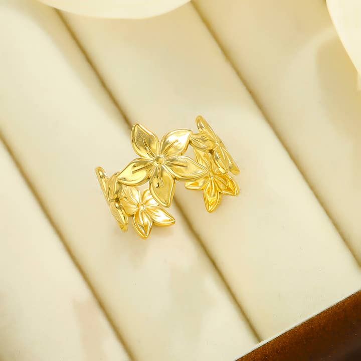 Kapyco - Wholesale Cocktail/Statement Ring - Stainless steel flower ring - BG3102252