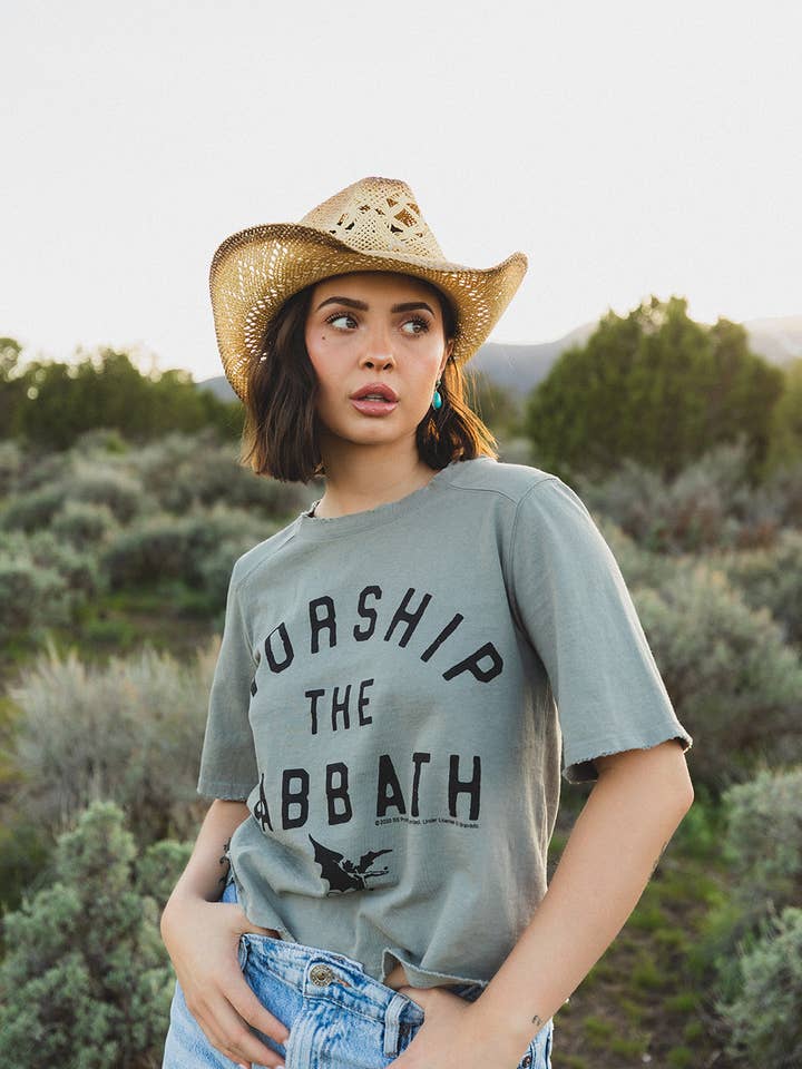 People Of Leisure - Wholesale Screen Printed T-Shirt - Women's - Black Sabbath Worship The Sabbath Tee0