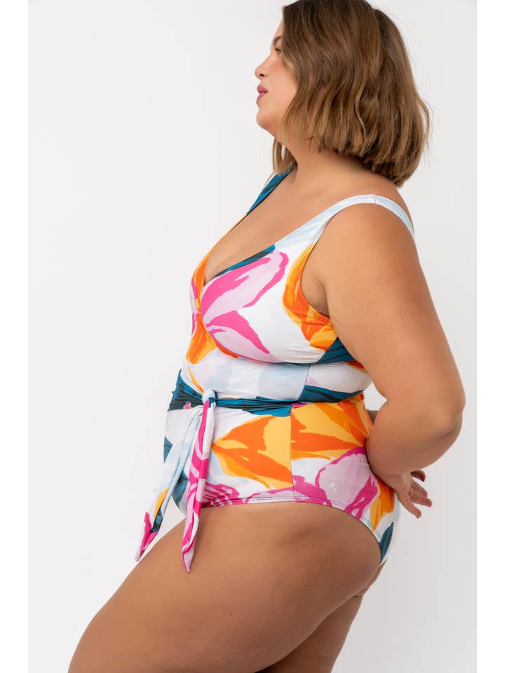 Coral Reef Swim - Wholesale One Piece Swimsuit - Women's - Floral Fusion Wrap Front One Piece12