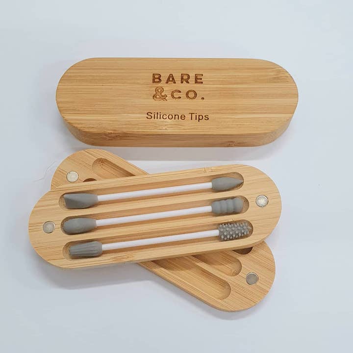 Bare & Co. - Wholesale Cotton bud/Q-tip - Reusable Beauty Tips with Bamboo Case - 3 Pack
