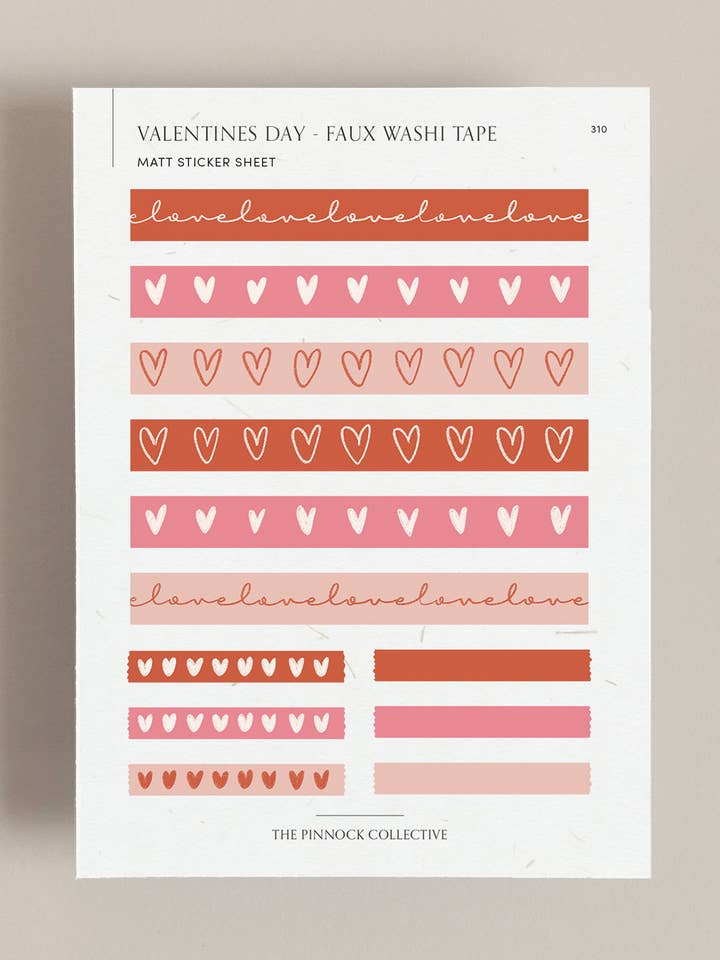 Lámina adhesiva con cinta adhesiva sintética con temática de San Valentín para venta al por mayor de The Pinnock Collective (US Duty Paid)