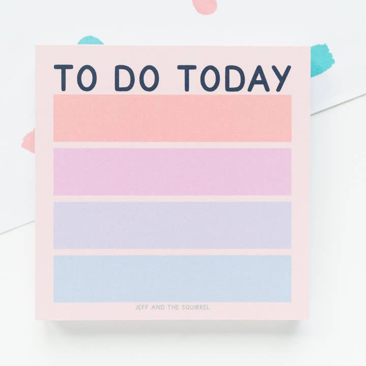 To Do Today Memo Pad Block | Colourful Stationery for wholesale by Jeff and the Squirrel