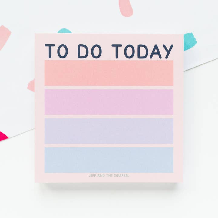 Bloc mémo To Do Today | Papeterie colorée pour la vente par Jeff and the Squirrel