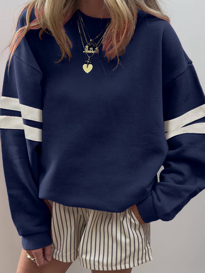 Babs + Birdie - Vente Sweat-shirt – femme - Rudy | Sweat-shirt oversize à épaules tombantes avec rayures universitaires17